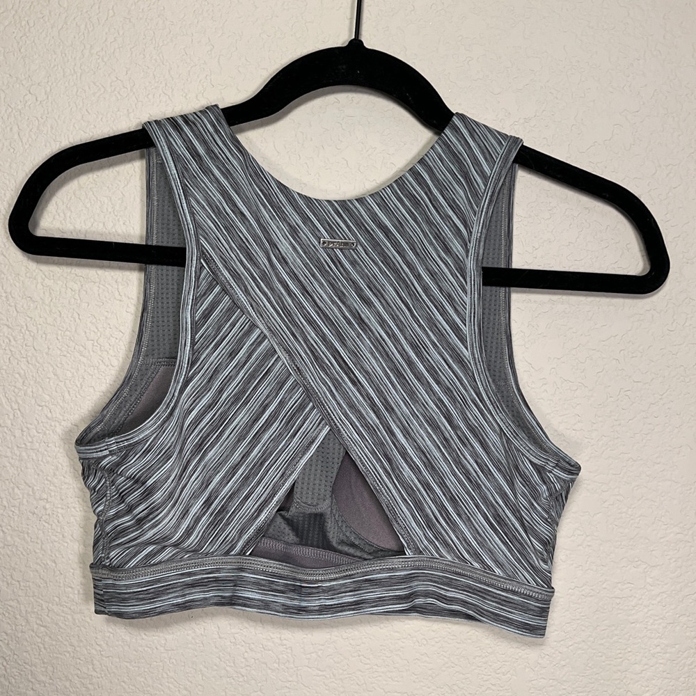 Prana | Lupita Crop Bra Top Yoga Workout Gray Open Back Sports Women Small - Picture 7 of 12